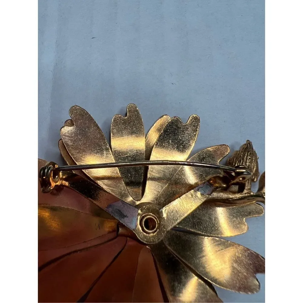 Vintage floral gold and silver tone brooch
